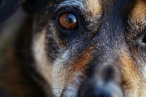 ai generado perros cara con expresivo ojos. mascotas y estilo de vida concepto. generativo ai foto