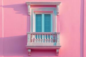 AI generated Window with a balcony in pastel colors. Minimalistic style. Generative AI photo