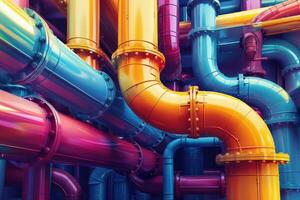 AI generated Piping system in bright colors. Generative AI photo