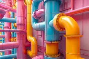 AI generated Piping system in bright colors. Generative AI photo