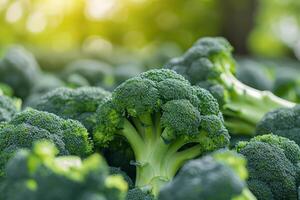 AI generated Fresh green broccoli pattern. Organic food. Generative AI photo