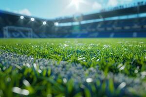 AI generated Green field in a football stadium. Generative AI photo
