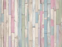 AI generated Pastel colored wood planks texture or background, light blue white, light purple, light green, light beige photo