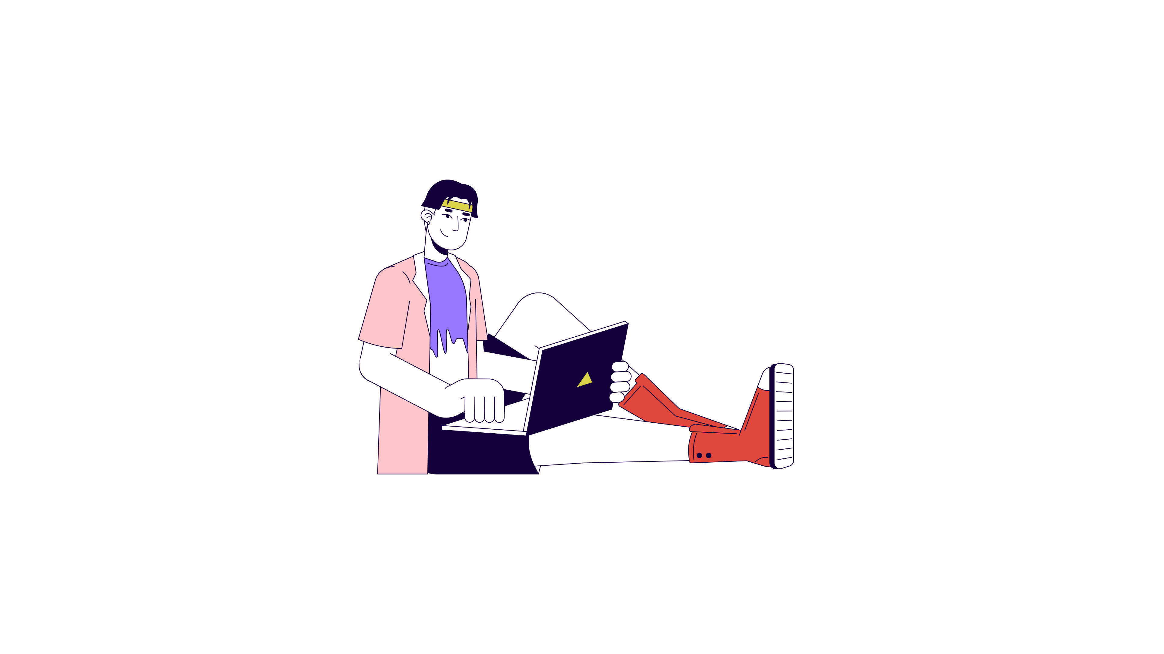 Asian man software developer line 2D character animation. Programmer ...