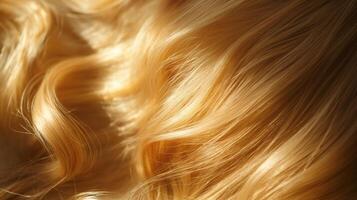 AI generated Blonde golden hair closeup abstract background. Generative AI photo