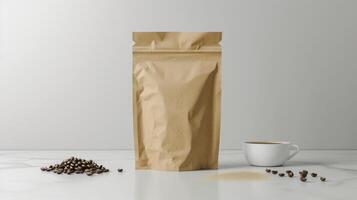 AI generated paper coffee bag mockup photo