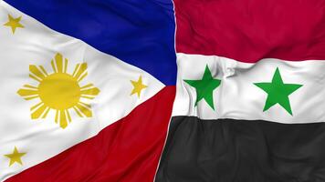 Filipinas e Síria bandeiras juntos desatado looping fundo, em loop pano acenando lento movimento, 3d Renderização video