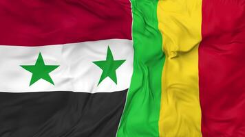 Mali and Syria Flags Together Seamless Looping Background, Looped Cloth Waving Slow Motion, 3D Rendering video