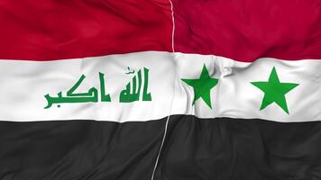 Iraq and Syria Flags Together Seamless Looping Background, Looped Cloth Waving Slow Motion, 3D Rendering video