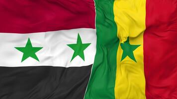 Senegal and Syria Flags Together Seamless Looping Background, Looped Cloth Waving Slow Motion, 3D Rendering video