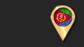 eritrea guld plats ikon flagga sömlös looped vinka, Plats på vänster sida för design eller information, 3d tolkning video