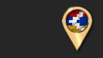 Artsakh Gold Location Icon Flag Seamless Looped Waving, Space on Left Side for Design or Information, 3D Rendering video