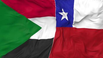 Chile and Sudan Flags Together Seamless Looping Background, Looped Cloth Waving Slow Motion, 3D Rendering video