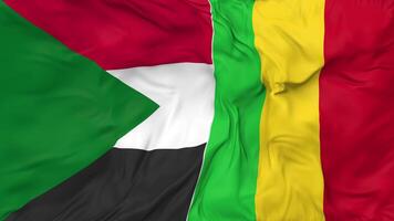 Mali and Sudan Flags Together Seamless Looping Background, Looped Cloth Waving Slow Motion, 3D Rendering video