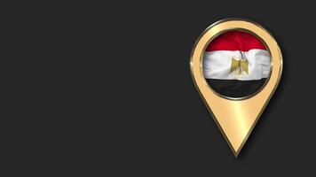 Egypt Gold Location Icon Flag Seamless Looped Waving, Space on Left Side for Design or Information, 3D Rendering video