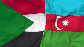 Azerbaijan and Sudan Flags Together Seamless Looping Background, Looped Cloth Waving Slow Motion, 3D Rendering video