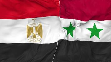 Egypt and Syria Flags Together Seamless Looping Background, Looped Cloth Waving Slow Motion, 3D Rendering video