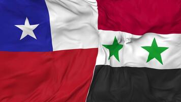 Chile and Syria Flags Together Seamless Looping Background, Looped Cloth Waving Slow Motion, 3D Rendering video