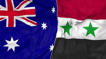 Australia y Siria banderas juntos sin costura bucle fondo, serpenteado paño ondulación lento movimiento, 3d representación video