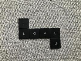 I love you typography made with laptop keyboard pieces photo