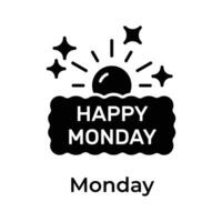 Happy monday icon in modern design style, isolated on white background vector