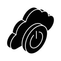 Cloud with off button isometric icon of cloud off in trendy style vector