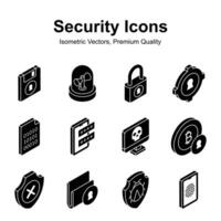 Get this visually appealing security icons in isometric style, ready to use and download vector