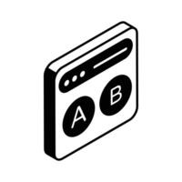 A captivating isometric icon of ab testing in editable style, ready for premium use vector