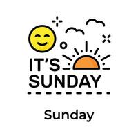 Happy sunday icon design in trendy style, editable vector