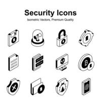 obtener esta visualmente atractivo seguridad íconos en isométrica estilo, Listo a utilizar y descargar vector