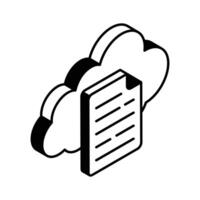 Paper with cloud, an amazing icon of cloud file, internet data storage vector