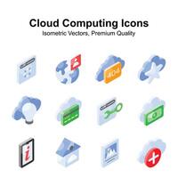 Premium isometric vectors set of cloud computing, ready to use in websites and mobile apps