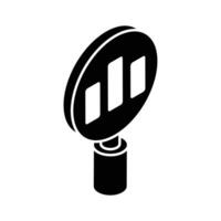 bar chart inside magnifier depicting vector design of business analysis