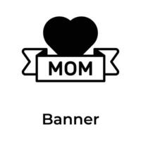 Mothers day banner with heart, flat icon of mothers day celebration banner vector