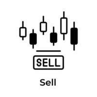Stock trading vector design, Sell stock icon editable style