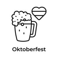 Amazing and unique Icon of oktoberfest in trendy design style, beer glass vector