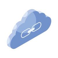 Get this creative icon of cloud link in isometric style isolated on white background vector