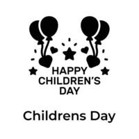 Creatively crafted happy Children day icon in trendy style vector