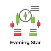 Evening star icon in modern style, trading related vector