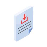 Creatively designed isometric icon of file download, premium vector