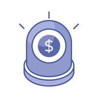 Emergency siren with dollar coin denoting concept icon of emergency fund vector