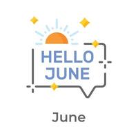 Hola junio vector diseño, aislado en blanco antecedentes