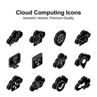 A captivating cloud computing isometric icons set ready for premium use vector