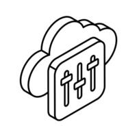 Cloud maintenance, isometric icon of cloud setting, cloud management vector