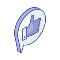 Thumbs up, an isometric icon of customer feedback ready to use vector, editable style vector