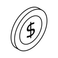 Check this carefully designed icon of money, dollar coin vector