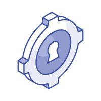 An isometric icon of target protection in trendy style vector