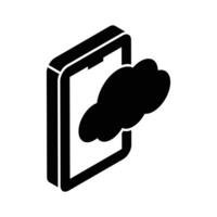 Cloud computing, mobile with cloud, isometric icon of mobile cloud vector