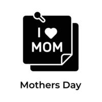 Unique and trendy mothers day icon design, i love mom on sticky notes vector