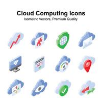 A captivating cloud computing isometric icons set ready for premium use vector